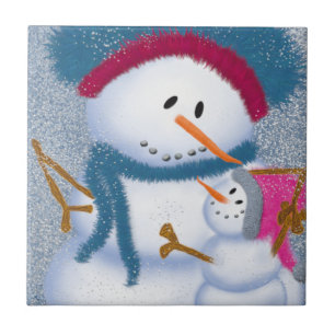 SnoMomma och SnowGirl ~ Ceramic Tile Kakelplatta