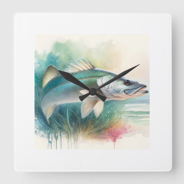Snook 100924AREF118 - Watercolor Fyrkantig Klocka (Framsida)