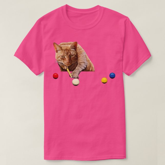 SNOOKER CAT PLAYING SNOOKER BASSÄNG BILLIARDS T SHIRT (Design framsida)
