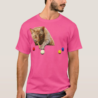 SNOOKER CAT PLAYING SNOOKER BASSÄNG BILLIARDS T SHIRT