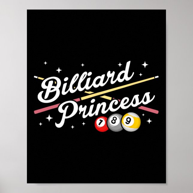 Snooker Game Billiard Princess Bassäng Players Bil Poster (Framsidan)