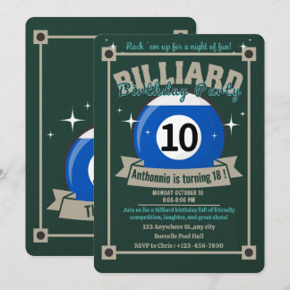 Snooker Inbjudan Bassäng Födelsedagsfest Billiards