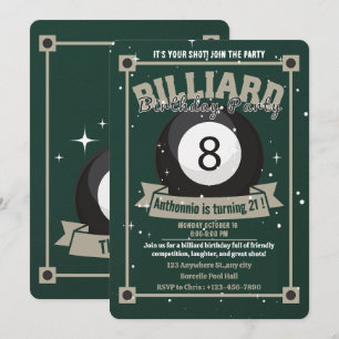 Snooker Inbjudan Bassäng Födelsedagsfest Billiards