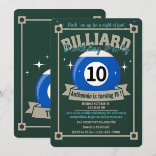 Snooker Inbjuden Pool Födelsedagsfest Biljard Boll Inbjudningar