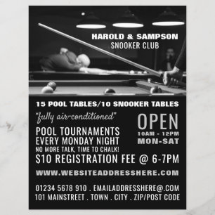 Snooker Klubb Porträtt, Bassäng, Snooker Klubb Adv Reklamblad