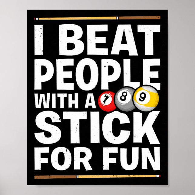 Snooker-spel slår folk med en Stick Bassäng-spelar Poster (Framsidan)
