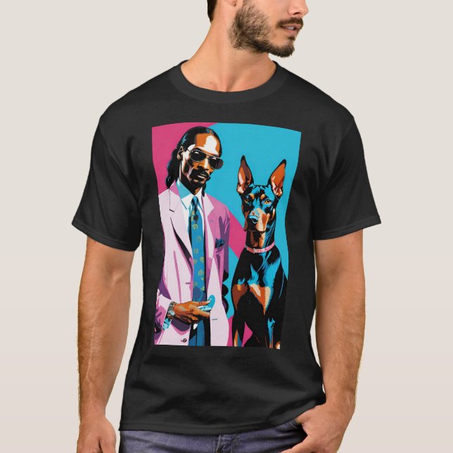 Snoop Hund och Doberman Duo T Shirt (Framsida)