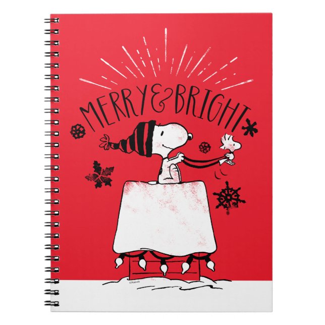 Snoopy and Woodstock - Merry & Bright Anteckningsbok (Framsidan)