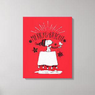 Snoopy and Woodstock - Merry & Bright Canvastryck