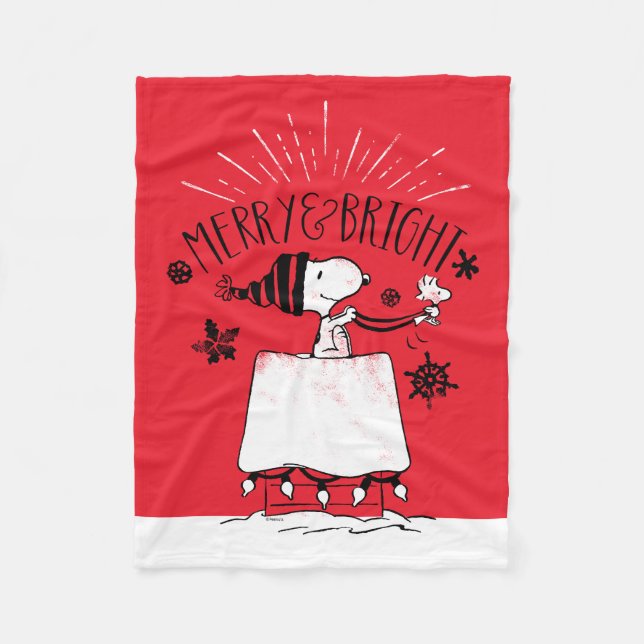 Snoopy and Woodstock - Merry & Bright Fleecefilt (Framsidan)