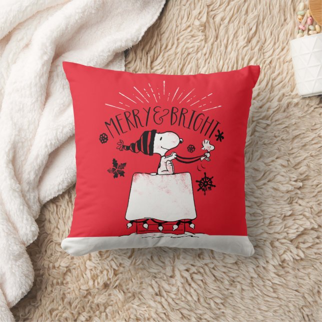Snoopy and Woodstock - Merry & Bright Kudde (Filt)