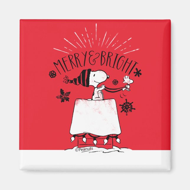 Snoopy and Woodstock - Merry & Bright Magnet (Framsidan)