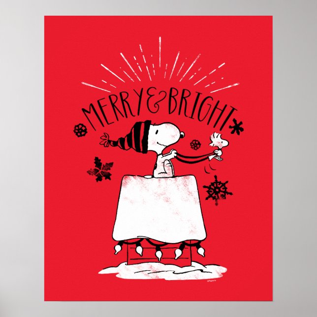 Snoopy and Woodstock - Merry & Bright Poster (Framsidan)