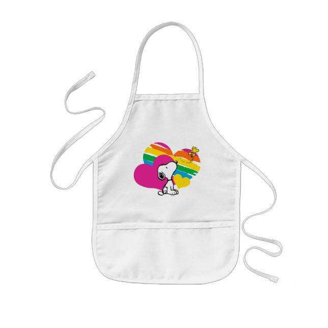 Snoopy and Woodstock | Regnbågsördar Barnförkläde (Framsidan)