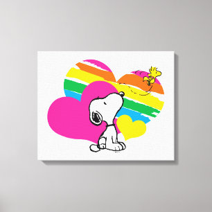 Snoopy and Woodstock Regnbågsördar Canvastryck