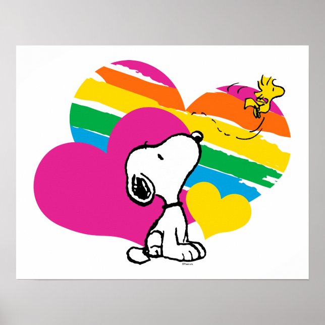 Snoopy and Woodstock | Regnbågsördar Poster (Framsidan)