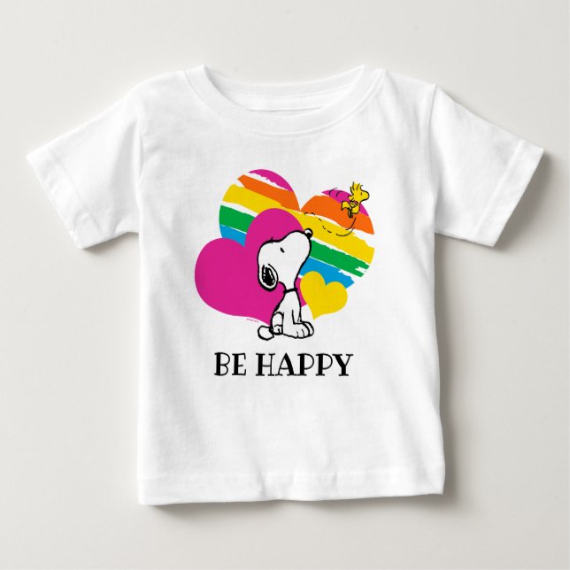 Snoopy and Woodstock | Regnbågsördar T Shirt (Framsida)