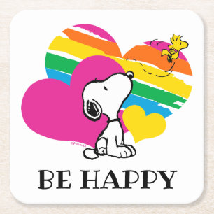 Snoopy and Woodstock Regnbågsördar Underlägg Papper Kvadrat