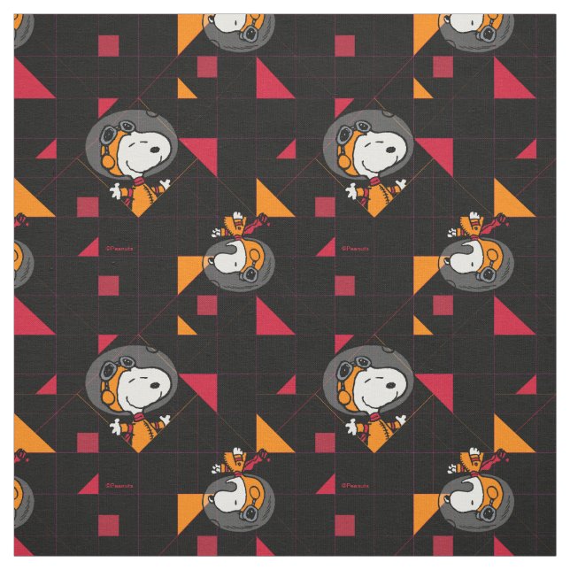 Snoopy Astronaut Retro Geometrisk Tyg (Provkarta)