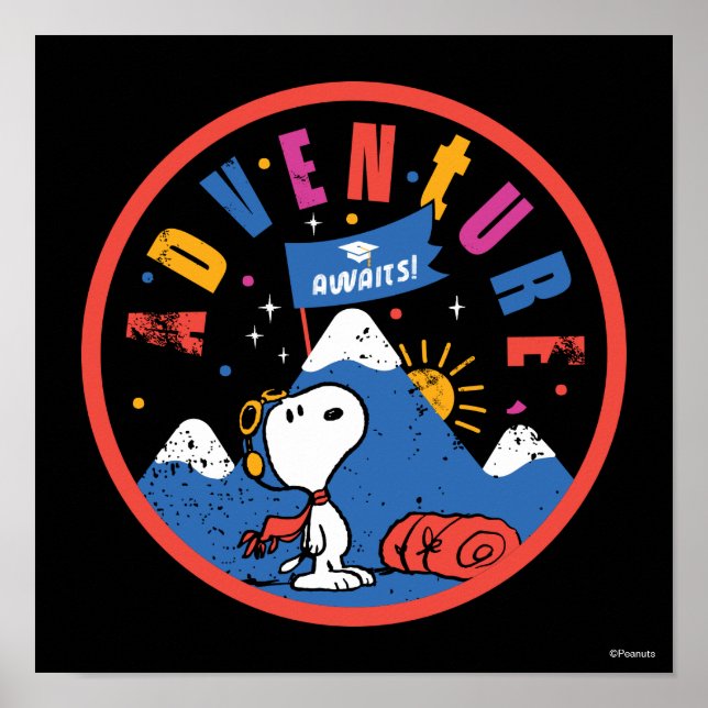 Snoopy Äventyr Väntar Examen Berg Design Poster (Framsidan)