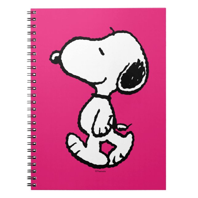 Snoopy Black & Magenta Mönster Anteckningsbok (Framsidan)