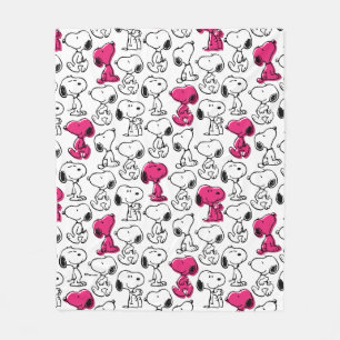 Snoopy Black & Magenta Mönster Fleecefilt