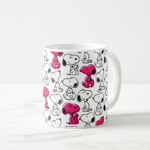 Snoopy Black & Magenta Mönster Kaffemugg