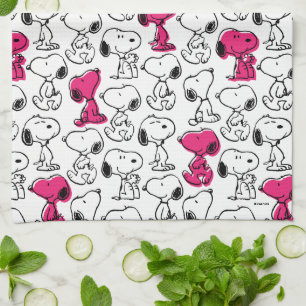 Snoopy Black & Magenta Mönster Kökshandduk