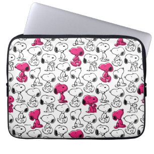 Snoopy Black & Magenta Mönster Laptop Fodral