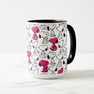 Snoopy Black & Magenta Mönster Mugg