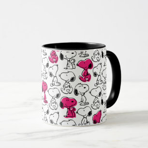 Snoopy Black & Magenta Mönster Mugg