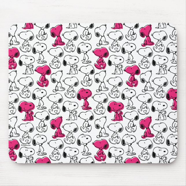 Snoopy Black & Magenta Mönster Musmatta (Framsidan)