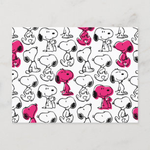 Snoopy Black & Magenta Mönster Vykort