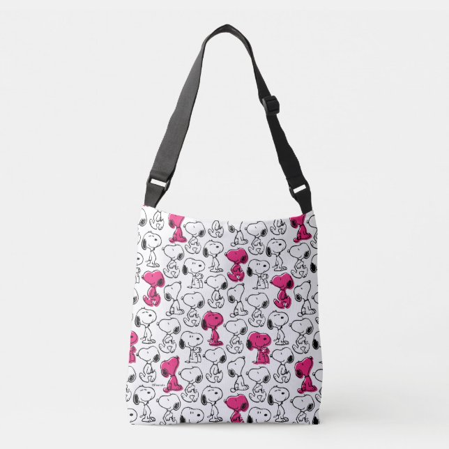 Snoopy Black & Magenta Pattern Axelväska (Framsida)