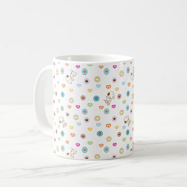 Snoopy Colorful Hearts Mönster Kaffemugg (Framsida vänster)