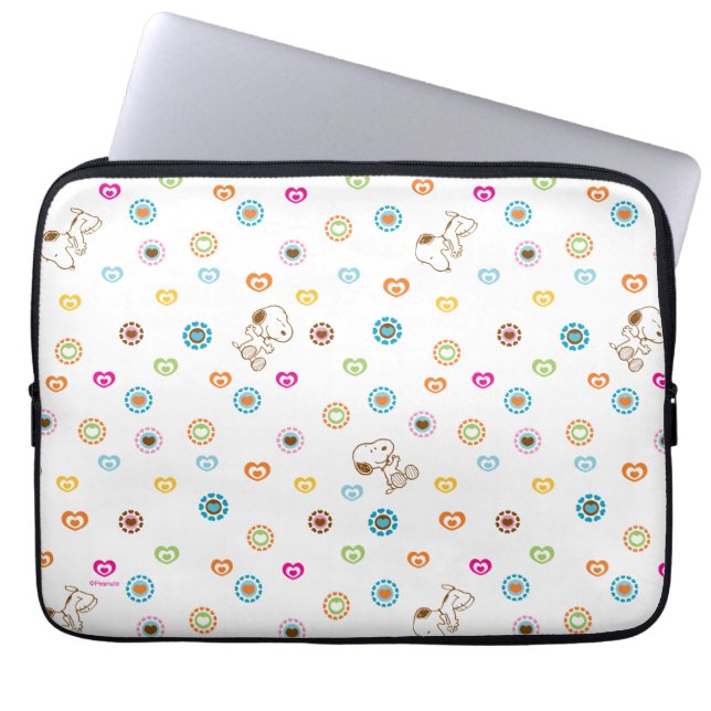 Snoopy Colorful Hearts Mönster Laptop Fodral (Framsidan)