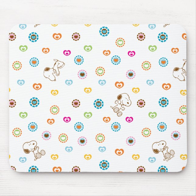 Snoopy Colorful Hearts Mönster Musmatta (Framsidan)