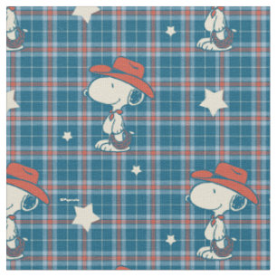 Snoopy Cowboy Plaid och Stjärna Tyg
