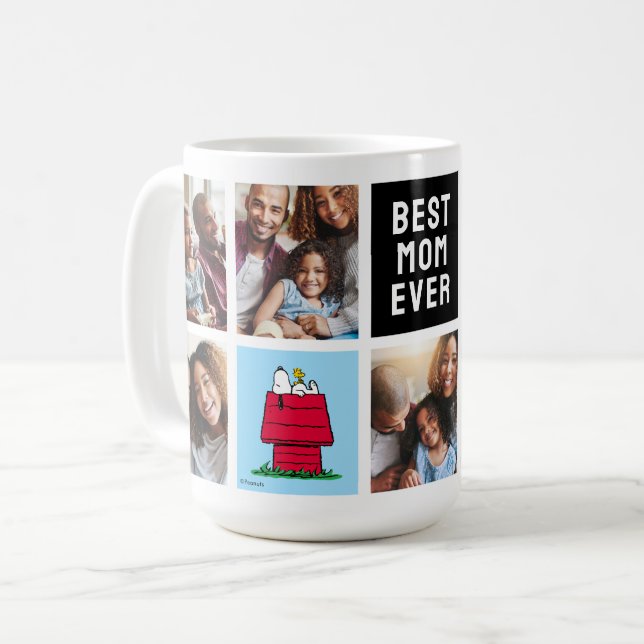 Snoopy Doghouse | Bästa Mamma - Fotokollage Kaffemugg (Framsida vänster)