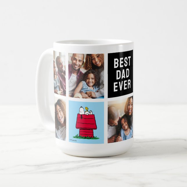 Snoopy Doghouse | Bästa Pappa - Fotokollage Kaffemugg (Framsida vänster)