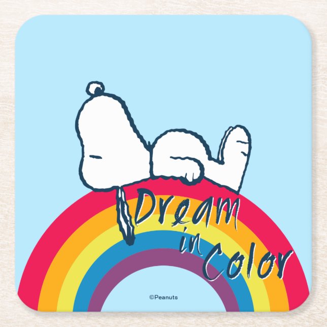Snoopy | Dream i Färg Rainbow Underlägg Papper Kvadrat (Framsidan)