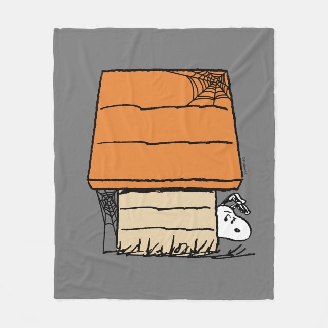 Snoopy Halloween-Spindelnätet Doghouse Fleecefilt (Framsidan)