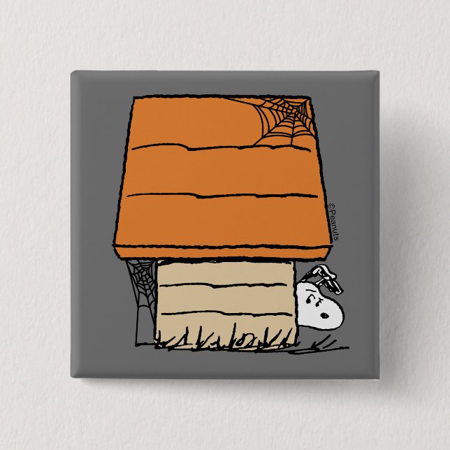Snoopy Halloween-Spindelnätet Doghouse Knapp (Framsida)