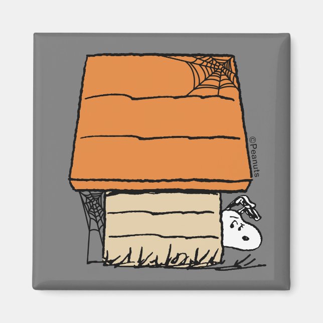 Snoopy Halloween-Spindelnätet Doghouse Magnet (Framsidan)