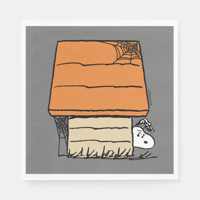 Snoopy Halloween-Spindelnätet Doghouse Pappersservett (Framsidan)