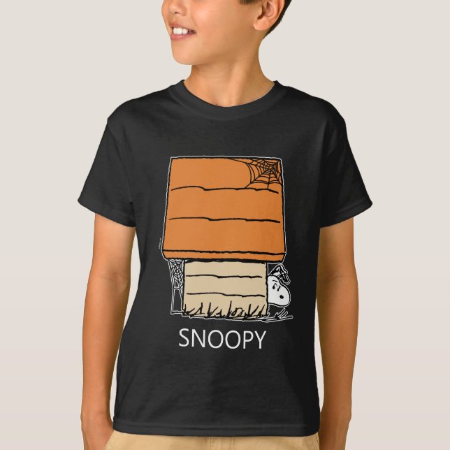 Snoopy Halloween-Spindelnätet Doghouse T Shirt (Framsida)