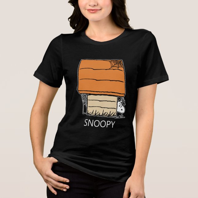 Snoopy Halloween-Spindelnätet Doghouse T Shirt (Framsida)