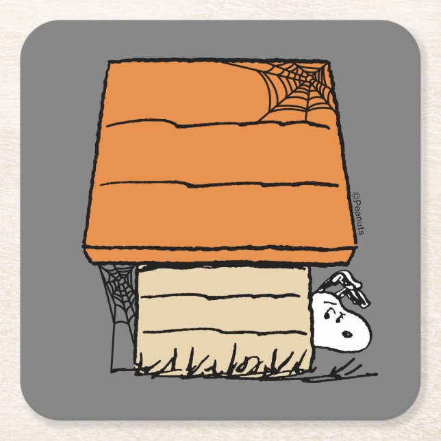 Snoopy Halloween-Spindelnätet Doghouse Underlägg Papper Kvadrat (Framsidan)