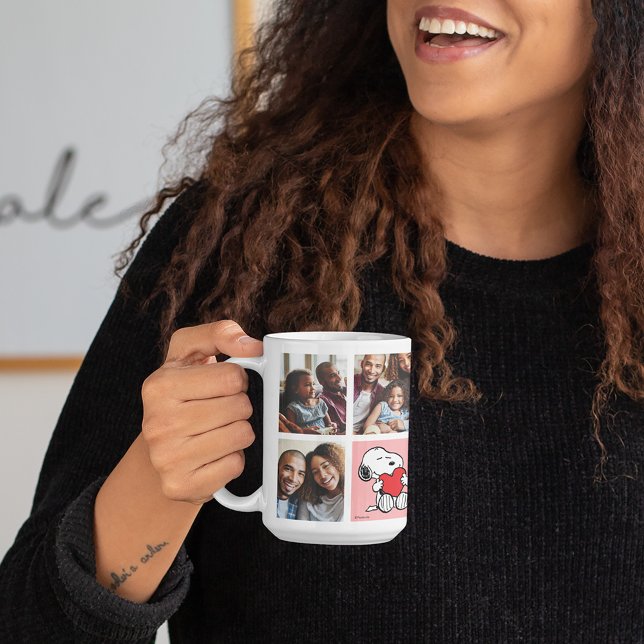 Snoopy Heart | Mamma Photo Collage Kaffemugg (Person holding mug)