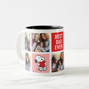 Snoopy Heart Pappa Photo Collage Två-Tonad Mugg